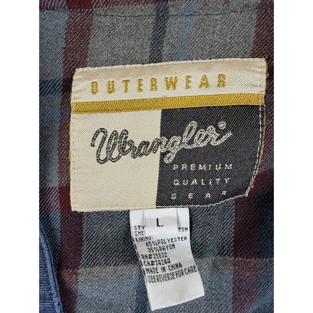 Wrangler Premium Outerwear Vest Men's L Blue Plaid Lined Western Ranch - Picture 2 of 5
